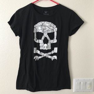 Teefury T-shirt Retro Gamer Controllers Skull L